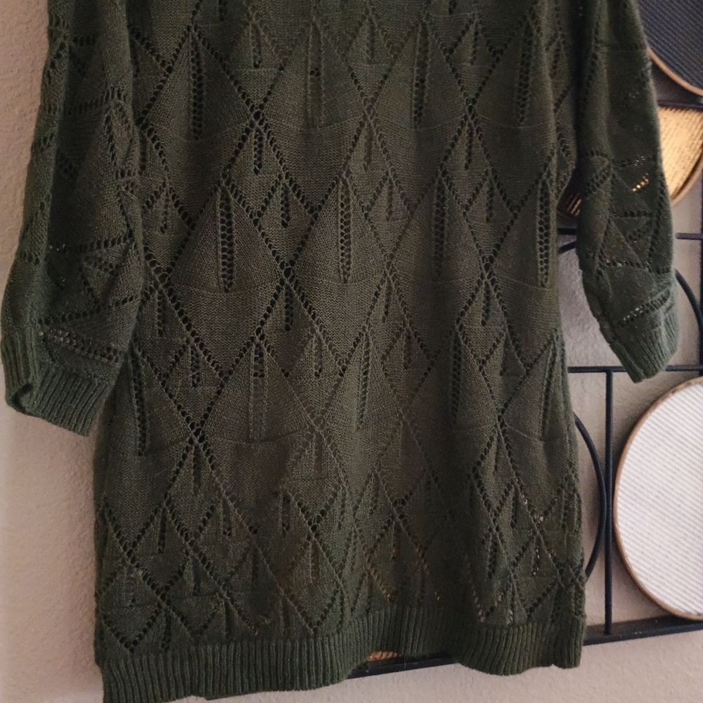 4/$25 Open Front Green Knit Cardigan - Picture 6 of 7